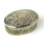 AN EARLY 20TH CENTURY CEYLON SILVER OVAL TRINKET BOX With engraved decoration. (approx 5cm, approx