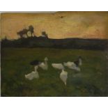 ALGERNON TALMAGE, R.A., ROI, 1871 -1939, DOUBLE SIDED AU PLEIN OIL ON PANEL IN EVENING LIGHT