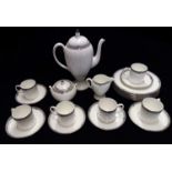 WEDGWOOD, AMHERST, A VINTAGE PORCELAIN COFFEE SERVICE Comprising a coffee pot, six coffee cans and