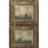 E. GONDA NOTTA, A PAIR OF OILS ON BOARD, NAUTICAL SCENES Gilt framed. (28cm x 23cm)