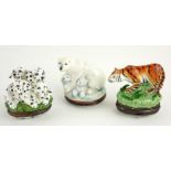 HALCYON DAYS, A COLLECTION OF THREE ENAMELLED TRINKET BOXES 'The Dalmatian', 'Polar Bear' and '