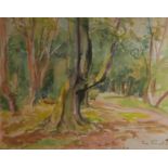 ENA RUSSELL, WATERCOLOUR Landscape, 'Epping Forest', inscribed in pencil to bottom, bearing label