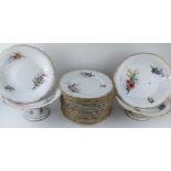 A 19TH CENTURY CONTINENTAL PORCELAIN DESSERT SERVICE Comprising four tazza and twelve plates, each