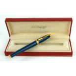 DUPONT, A VINTAGE YELLOW METAL AND TURQUOISE LACQUER FOUNTAIN PEN Marked 'SJ DuPont', with 14ct gold