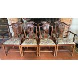 A SET OF EIGHT INCLUDING TWO CARVERS REGENCY STYLE MAHOGANY DINING CHAIRS With pierced vase splat