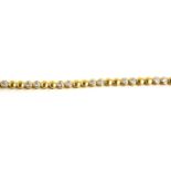 AN 18CT GOLD AND ROUND BRILLIANT CUT DIAMOND BRACELET. (approx 3ct, 17.5cm, 19.7g)