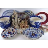 A COLLECTION OF 18TH CENTURY AND LATER ENGLISH POTTERY Comprising a Derby Blanc de Chine figural