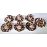 ROYAL CROWN DERBY, A VINTAGE 'CIGAR PATTERN' PORCELAIN TEA SET Comprising six cups, six saucers