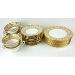 WEDGWOOD, A 20TH CENTURY PORCELAIN PART DINNER SERVICE Decorated in Gold Florentine pattern,