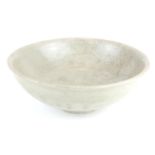 A CHINESE CELEDON GLAZED POTTERY SHALLOW BOWL With unglazed footrim. (approx 18cm x 7cm)