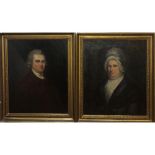 A PAIR OF EARLY 19TH CENTURY OILS ON CANVAS, FAMILY PORTRAITS Gilt framed. (77cm x 90cm)