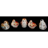 ROYAL CROWN DERBY, A COLLECTION OF FIVE PORCELAIN COLLECTOR'S GUILD PAPERWEIGHTS 'Duckling', 'Teal