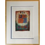 THREE LIMITED EDITION 20TH CENTURY BRITISH SCHOOL ABSTRACT PRINTS Hances pico, mounted, framed. (