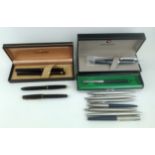 A COLLECTION OF VINTAGE SHEAFFER AND PARKER BALLPOINT PENS Including two boxed Sheaffer pens,
