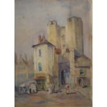 ATTRIBUTED TO SAMUEL PROUT, 1783 - 1852, CONTINENTAL STREET SCENE Mounted, unframed. (sight 27cm x