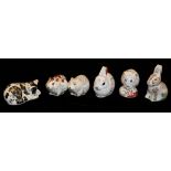 ROYAL CROWN DERBY, A COLLECTION OF SIX PORCELAIN COLLECTOR'S GUILD PAPERWEIGHTS 'Nibbles', '