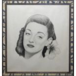 A 20TH CENTURY PENCIL PORTRAIT OF BETTE DAVIS Signed lower right 'Roy Keith', framed and glazed. (