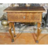 AN 18TH CENTURY ITALIAN FIGURED WALNUT AND EBONY INLAID METAMORPHIC SIDE/TEA/WRITING TABLE With