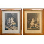 A PAIR OF 19TH CENTURY COLOURED PRINTS, INTERIOR SCENES Girl with dog and lamb both titled, held