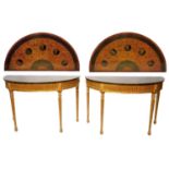 MANNER OF ROBERT ADAM, A PAIR OF 19TH CENTURY GEORGE III DESIGN CARVED GILTWOOD AND PAINTED