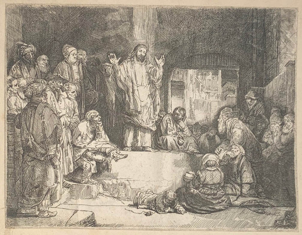 REMBRANDT HARMENSZ VAN RIJN, DRYPOINT ETCHING ON LAID PAPER Christ preaching ('La Petite Tombe'),