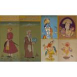 A COLLECTION OF SIX 19TH CENTURY INDIAN MUGHAL SCHOOL GOUACHE & WATERCOLOUR PAINTINGS. The Goddess