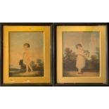 AFTER ADAM BUCK, IRISH, PAIR OF 19TH CENTURY COLOURED ENGRAVING Titled 'The Father's Darling' and '