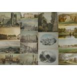 A COLLECTION OF SEVENTEEN 18TH/19TH AND 20TH CENTURY COLOURED ENGRAVINGS AND PRINTS Landscape views,