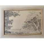 A 19TH CENTURY BRITISH SCHOOL PENCIL DRAWING, LANDSCAPE VIEW Titled 'Trees near Southwold', from the