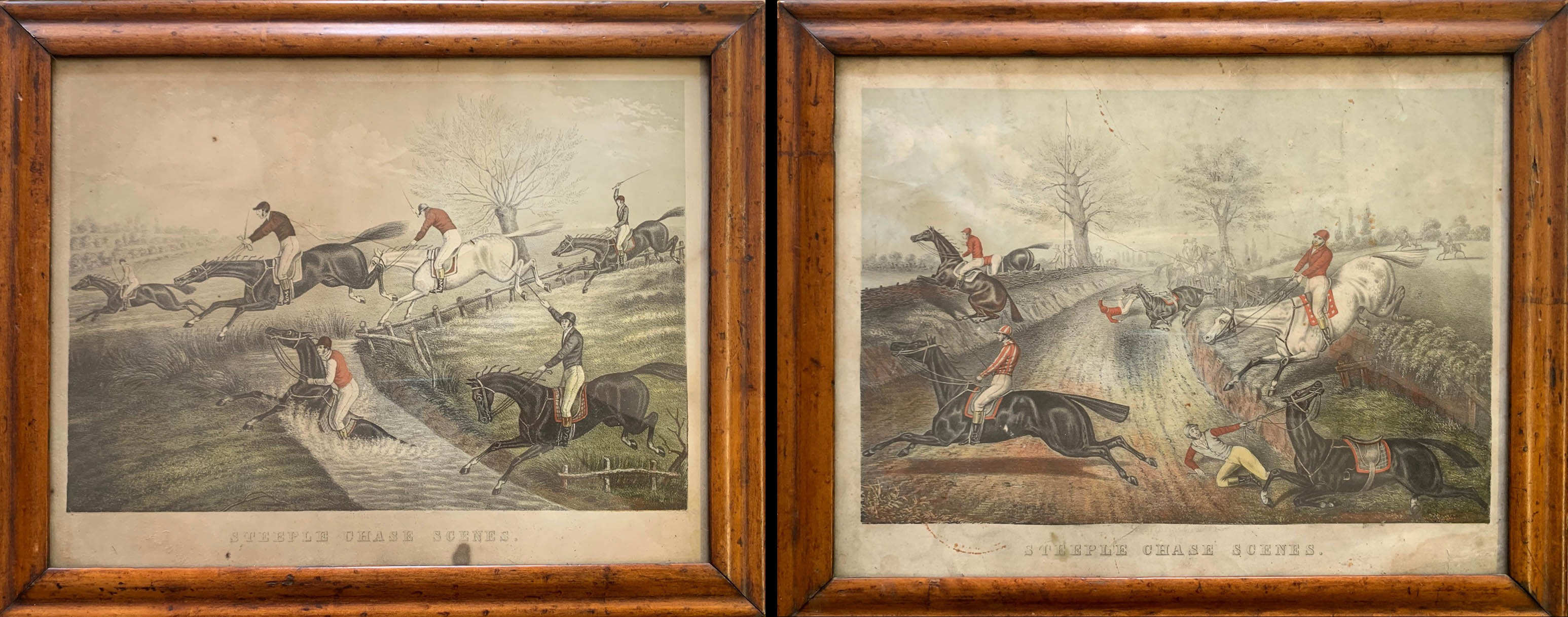 AFTER HENRY THOMAS ALKEN, TWO COLOURED PRINTS Titled 'Steeple Chase Scenes', held in 19th Century
