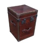A FAUX TAN CROCODILE LEATHER TRUNK The raising hinged lid above a single drawer. (h 55cm x d 40cm