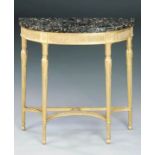 MANNER OF JAMES WYATT, A GEORGE III CARVED GILTWOOD DEMILUNE CONSOLE TABLE The shaped lumachella