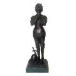 JOAN OF ARC, A BRONZE STATUE On a green marble base. (42cm) Condition: good