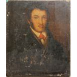 A 19TH CENTURY BRITISH SCHOOL OIL ON CANVAS, PORTRAIT OF A GENTLEMAN Unframed, re-lined, bearing