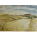 PETER SANDERS, A 20TH CENTURY WATERCOLOUR LANDSCAPE Titled 'On The Road To Settle', signed lower