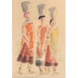 AN EARLY 20TH CENTURY WATERCOLOUR WATER CARRIERS signed M D’ARCY THOMPSON