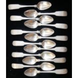 A SET OF TWELVE GEORGIAN IRISH SILVER TEASPOONS Fiddle pattern, hallmarked EB Dublin. (approx 14cm)