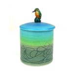 DENNIS CHINA WORKS, 2002, DESIGNED BY SALLY TUFFIN, A PRESERVE POT AND COVER With Kingfisher finial,