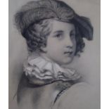 A 19TH CENTURY PENCIL SKETCH PORTRAIT OF A YOUNG MAN IN TUDOR ATTIRE Unsigned, together with an