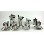 LORNA BAILEY LIMITED EDITION TEA SET FOR FOUR After a design by Rennie Macintosh 12 pieces Condition