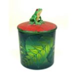 DENNIS CHINA WORKS, 2007, DESIGNED BY SALLY TUFFIN, A PRESERVE POT AND COVER With tree frog