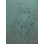 CLIFFORD HALL, 1904 - 1973, CHARCOAL NUDE STUDY Seated female, signed lower right, dated 1950,