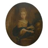 CONSTANTIJN NETSCHER, 1668 - 1723, DUTCH, OVAL OIL ON PANEL Portrait of Anna Taay, in the mythical