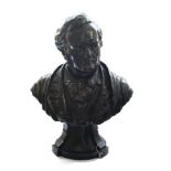 H.L. BLASCHE, A 19TH CENTURY BRONZED PLASTER BUST OF RICHARD WAGNER Bearing impressed marks. (41cm x