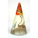 CLARICE CLIFF, BIZARRE RANGE, A CONICAL SUGAR SIFTER In 'Rhodanthe' pattern, painted in colours