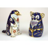 ROYAL CROWN DERBY, TWO STATUES, KOALA BEAR AND DUCK BILLED PLATYPUS Silver buttons. (13cm)