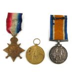 A SET OF THREE WWI BRITISH ARMY WAR MEDALS Silver medal, 1915/15 star and Great War for Civilisation