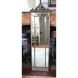 A VENETIAN DESIGN HALL MIRROR With silvered frame and sectional glass. (53cm x 188cm) Condition: