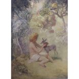EDITH GRACE WHEATLEY, 1888 - 1970, A 20TH CENTURY OIL ON CANVAS Female nude with buck/doe in a