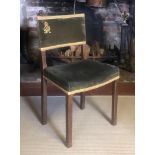 AN ORIGINAL GEORGE VI CORONATION CHAIR Stamped 'W. Hands & Sons, 1937', the green velvet
